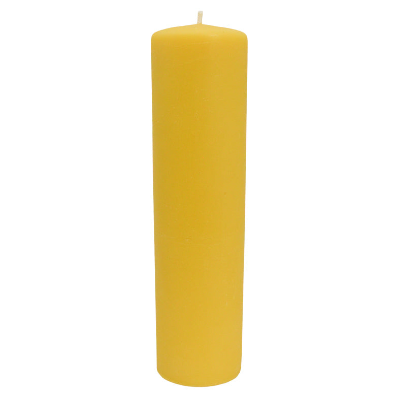 Beeswax Candle - 12 Inch Smooth Pillar - Yellow Gold