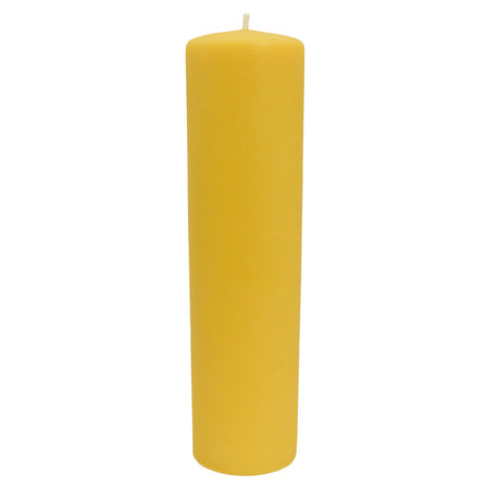Beeswax Candle - 12 Inch Smooth Pillar - Yellow Gold