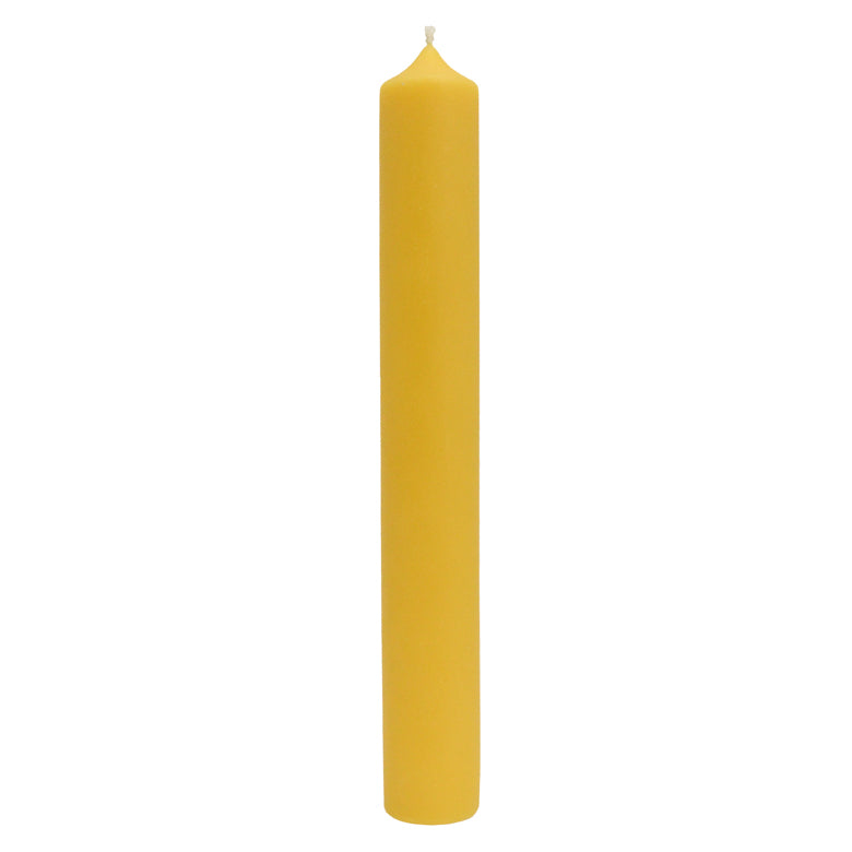 Beeswax Candle - 12 Inch Smooth Column - Yellow Gold