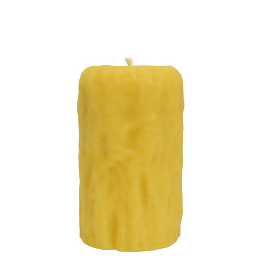 Beeswax Candle - Wide 5.5 Inch Drip Pillar - Yellow Gold