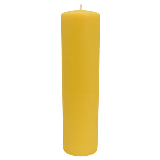 Beeswax Candle - 12 Inch Smooth Pillar - Yellow Gold