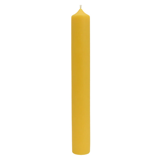 Beeswax Candle - 12 Inch Smooth Column - Yellow Gold