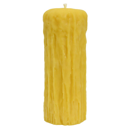 Beeswax Candle - 9 Inch Drip Pillar - Yellow Gold
