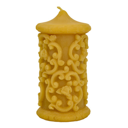 Beeswax Candle - 6 Inch Floral Pillar